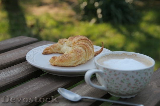 Devostock Breakfast Croissants Coffee Garden
