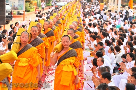 Devostock Buddhists Monks Orange Robes 5