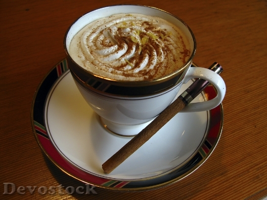 Devostock Cappuccino Cinnamon Cup Art