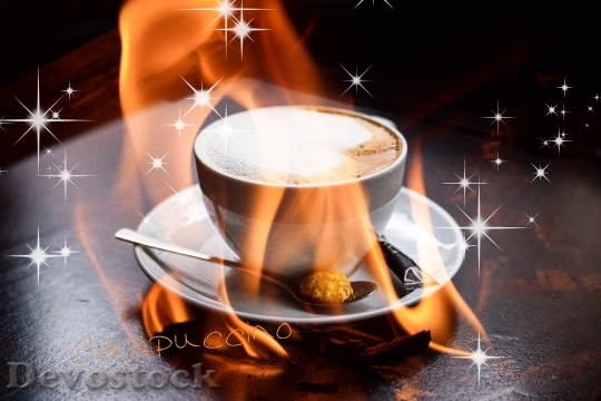Devostock Cappuccino Flame Fire Coffee