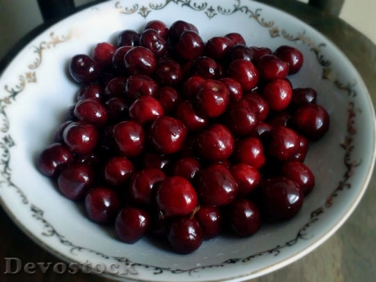 Devostock Cherries Bowl Fruit Food