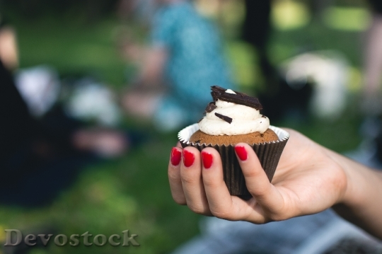 Devostock Chocolate Cupcake Icing Food