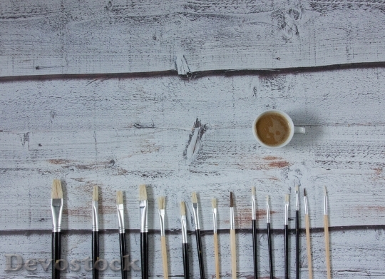 Devostock Coffee Brushes Art Painting
