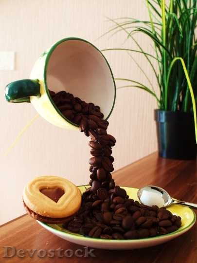 Devostock Coffee Cup Coffee Beans