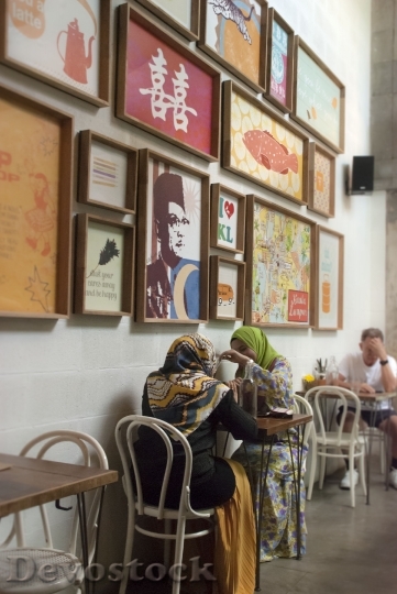 Devostock Coffee Shop Scarf Muslim