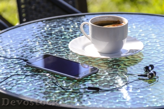 Devostock Coffee Smartphone Music Relaxation