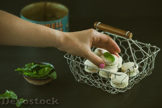 Devostock Cookies Basket Hand Food
