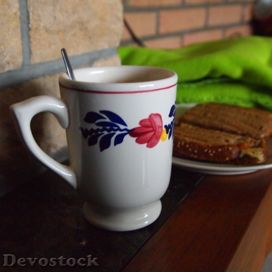 Devostock Cup Coffee Toasted Bread