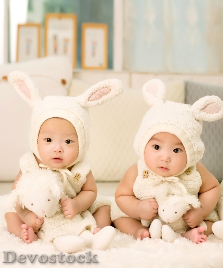 Devostock Cute Kids Twins 339