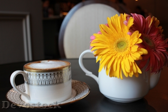 Devostock Flowers Coffee Breakfast 1713377