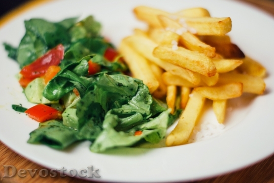 Devostock Food Salad French Fries