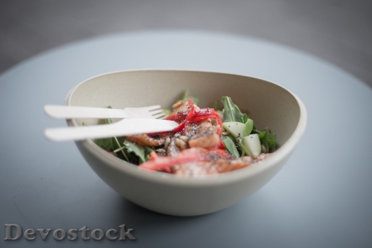 Devostock Food Salad Salmon Healthy
