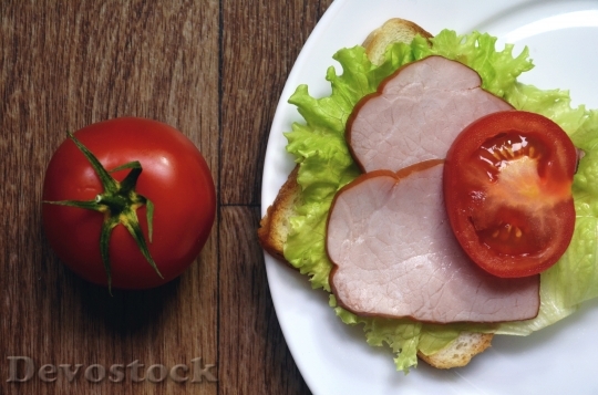 Devostock Food Sandwich Tomato Greens