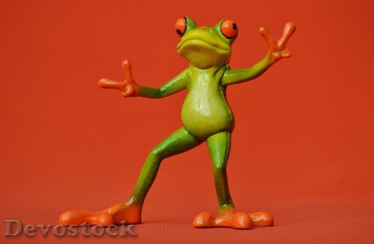 Devostock Frog Gesture Peace Funny 1