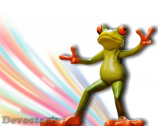 Devostock Frog Gesture Peace Funny 2