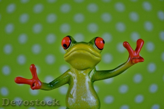 Devostock Frog Gesture Peace Funny 6
