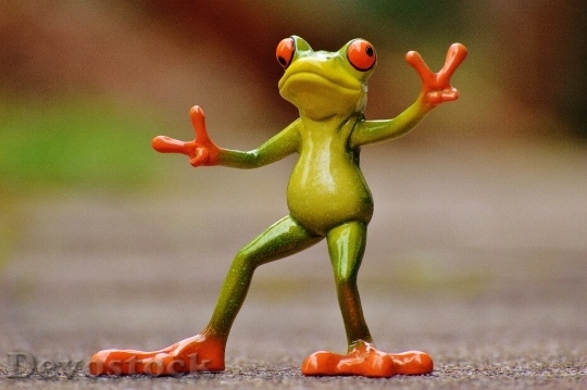 Devostock Frog Gesture Peace Funny 9