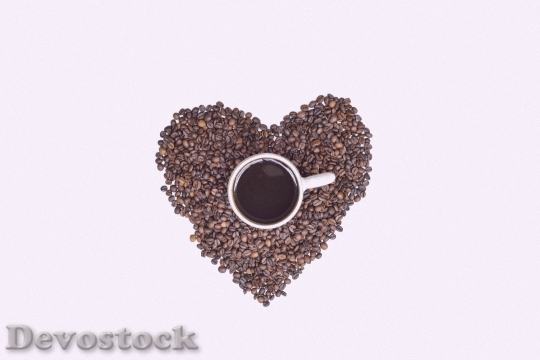 Devostock Heart Coffee Cup Beans