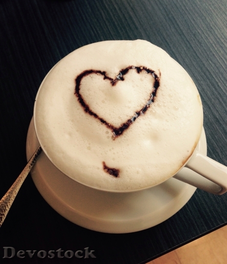 Devostock Heart Cup Cappuccino Love