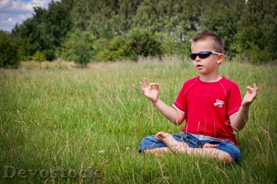 Devostock Meditation Boy Nature Zen