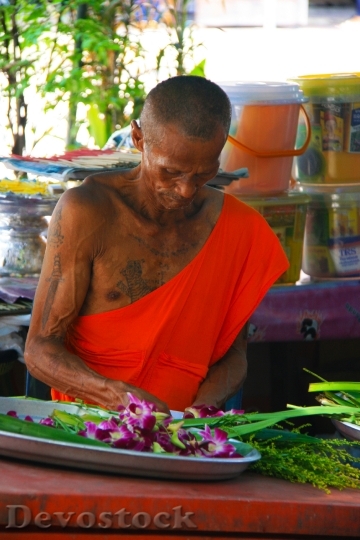 Devostock Monk Orange Laos Buddhism