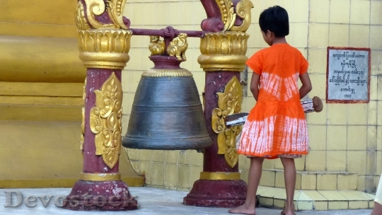 Devostock Myanmar Bell Buddha Monument