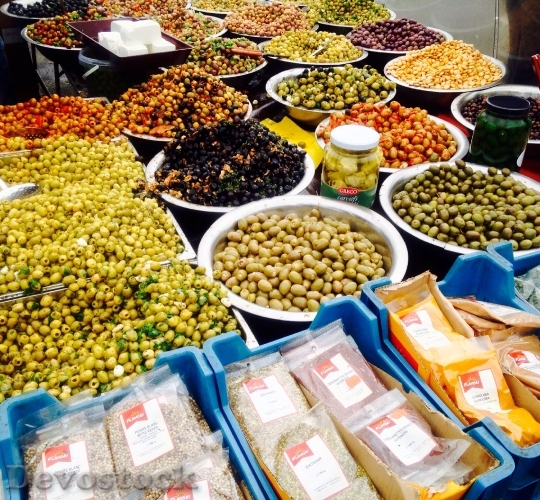 Devostock Olives Market Food Mediterranean