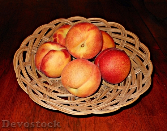 Devostock Peaches Fruits Baskets Table