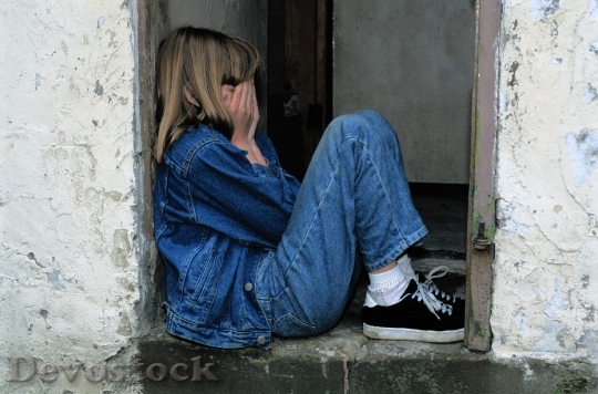 Devostock Person Girl Jeans 2315