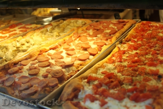 Devostock Pizzas Peperoni Food Sliced