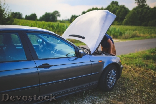 Devostock Road Man Broken Car 6078 4K