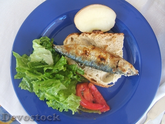 Devostock Sardines Food Fish Plate
