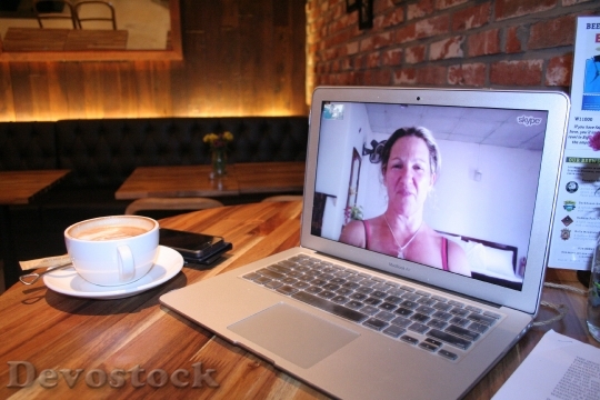 Devostock Skype Woman Computer Laptop