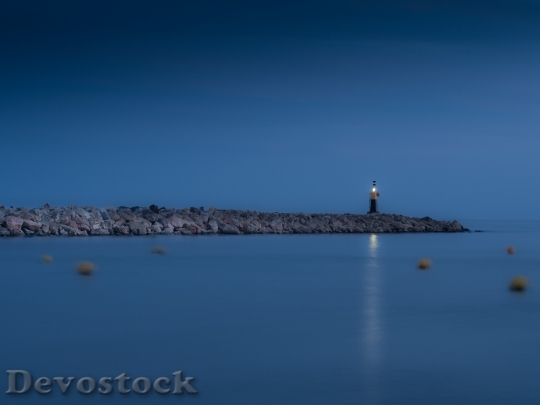Devostock Sunset Dusk Lighthouse Port