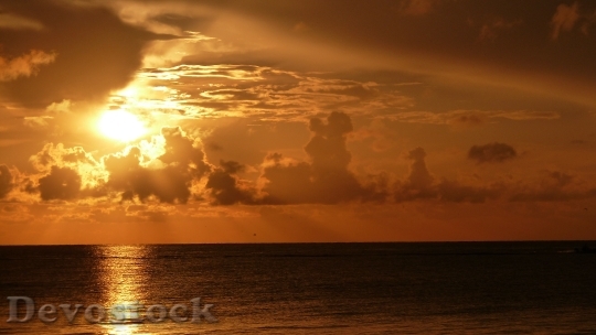 Devostock Sunset Ocean Sea Dramatic