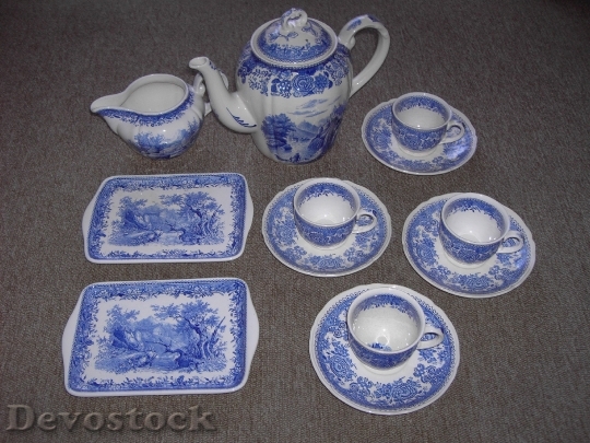 Devostock Tableware Coffee Blue Porcelain