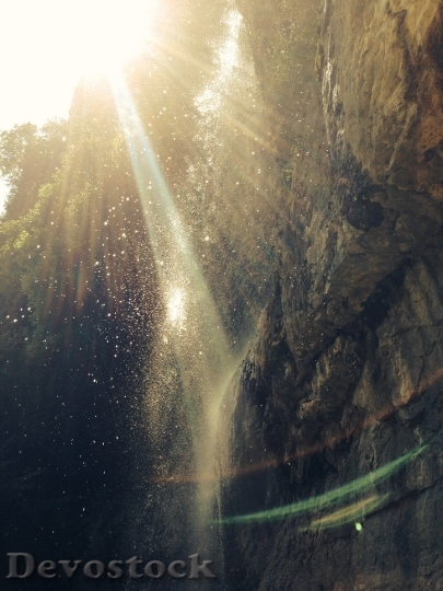 Devostock Waterfall Backlit Rock Wall