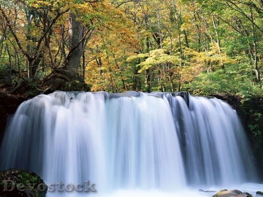 Devostock Waterfalls Autumn Creek In