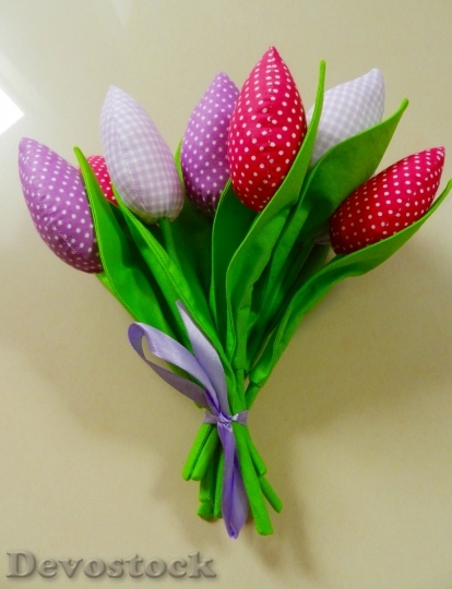 Devostock Woman Tulips Handicraft Flowers