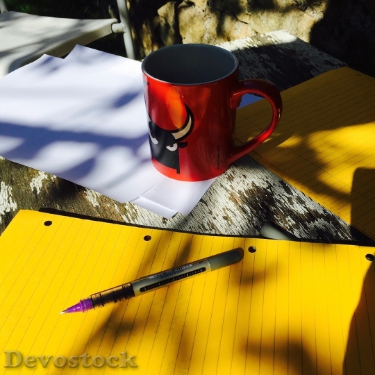 Devostock Writing Take Break Coffee