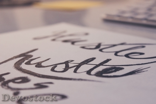 Devostock Pen Calligraphy Hand Lettering Husle 4K